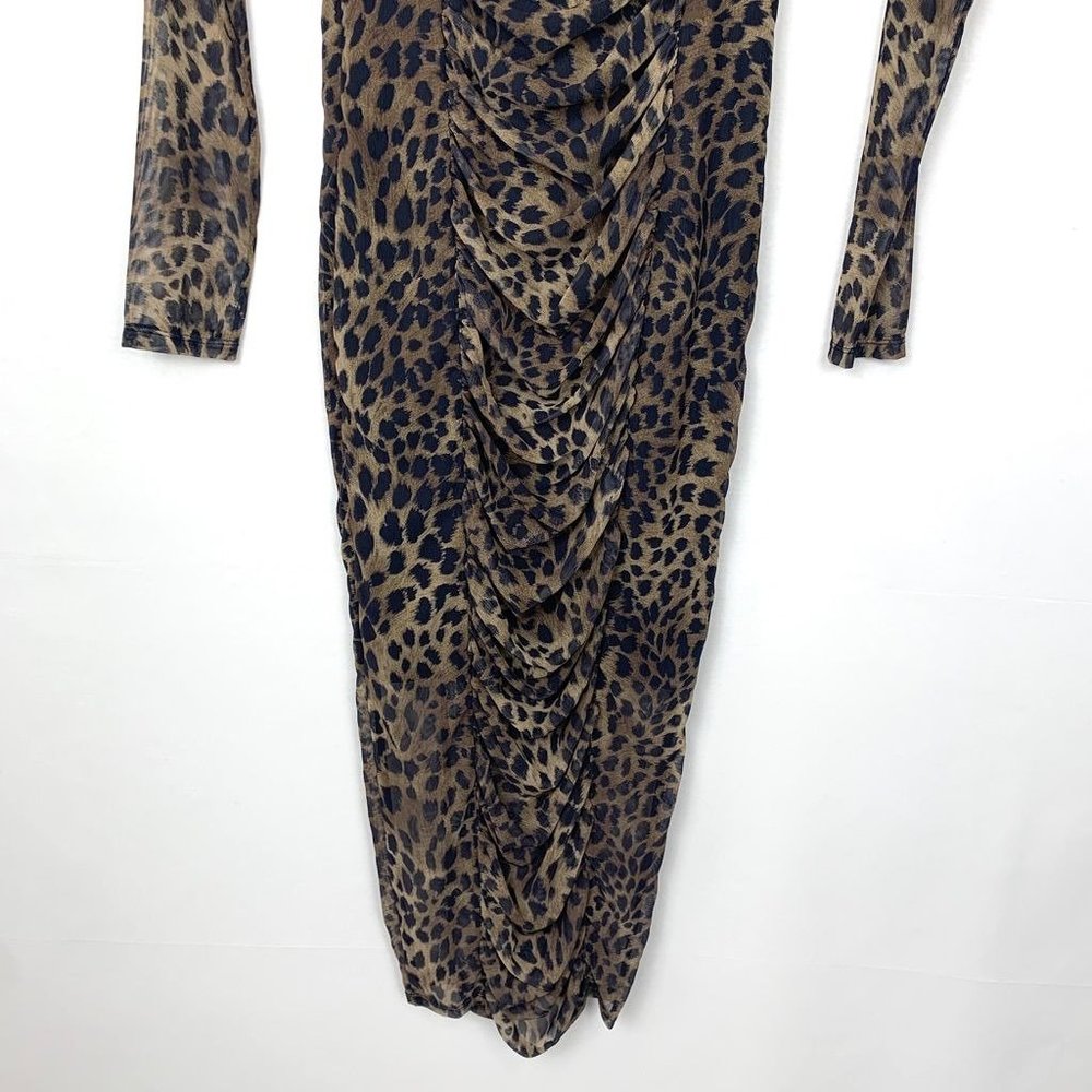 NWT Jonathan Simkhai Standard Kai Ruched Midi Leopard Cheetah Dress Small - Picture 9 of 12
